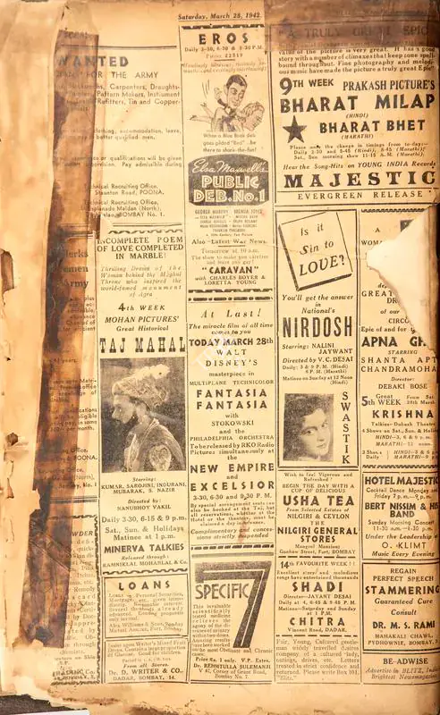 Shadi . In Blitz - Weekly News Magazine. p. 2. Bombay: R.K. Karanjia, 28 March 1942 | Film Review | CinemaEducation | 00142433