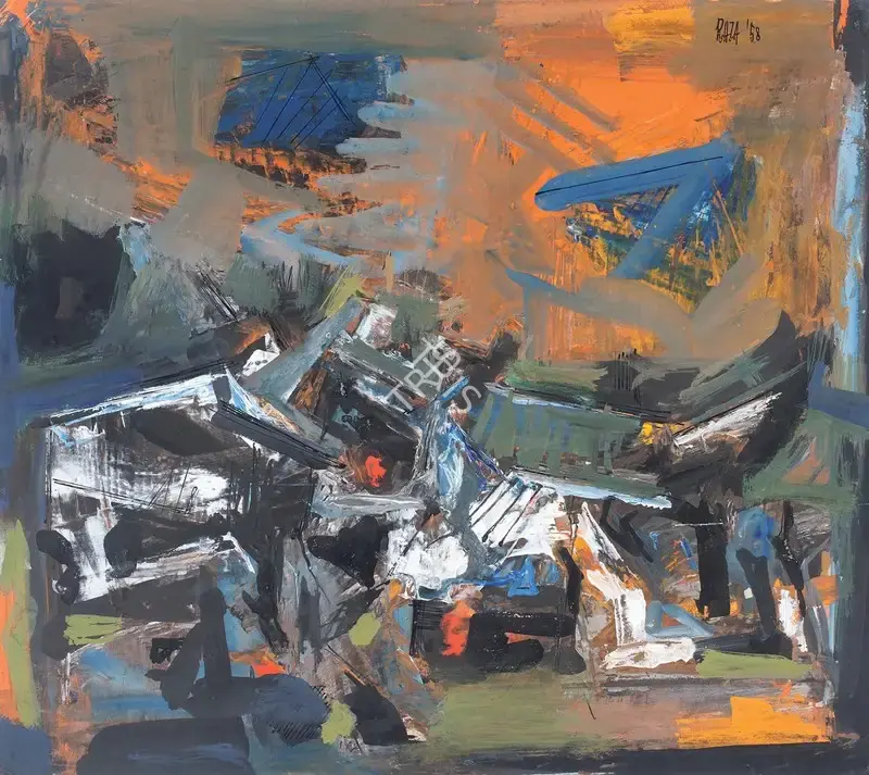 Raza, S.H. (Artist). Untitled. Acrylic, tempera and permanent marker on paper, 1958 | Painting | FineArts | 00642142