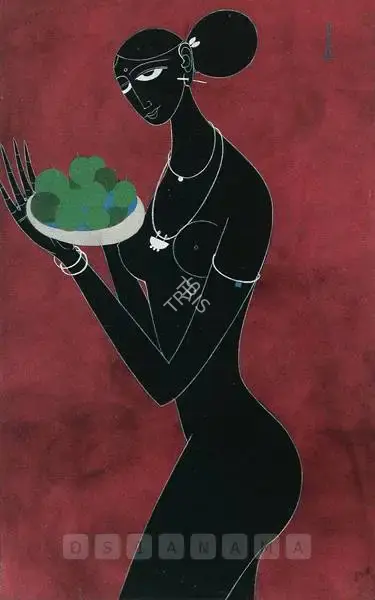 Raval, Rasik D. (Artist). Nude. Acrylic on masonite board, n.d. | Painting | FineArts | 00897236