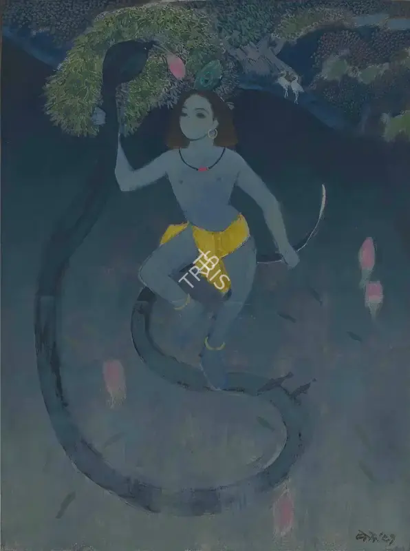 Bendre, N.S. (Artist). Untitled (Krishna on Kaliya), 1991 | Painting