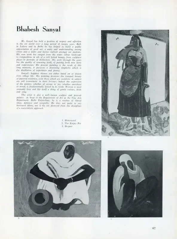 Anonymous (Essayist). Bhabesh Sanyal. In Marg - The Heritage of Punjab. 10(2), p. 67. Bombay: Marg, March 1957 | Essay | FineArts | 00668857