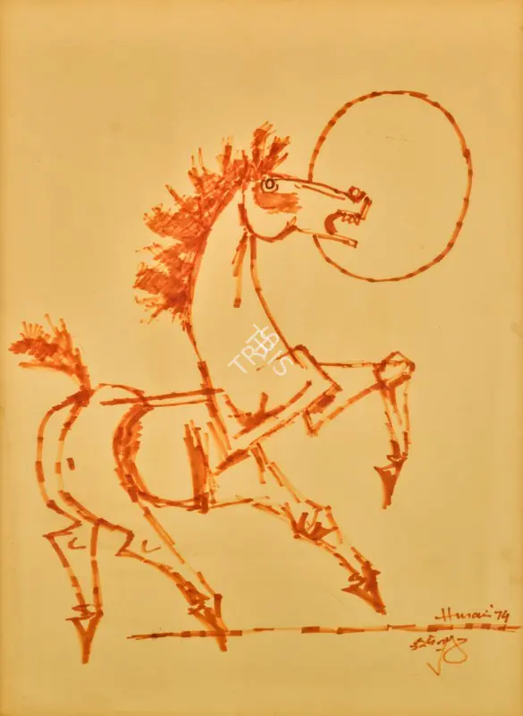 Husain, M.F. (Artist). Untitled (Horse), 1974 | Drawing