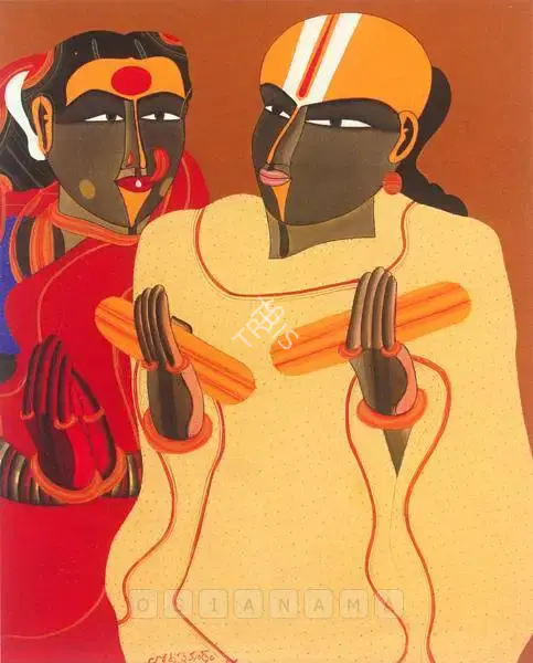 Vaikuntam, Thota (Artist). Telangana Couple -I. Acrylic on canvas board, 2004 | Painting | FineArts | 00598246