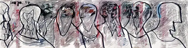 Souza, F.N. (Artist). Untitled (Heads), 1994 | Painting