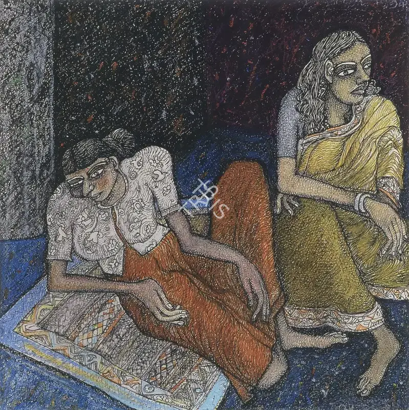 Chowdhury, Jogen (Artist). Two Women, 1994 | Drawing