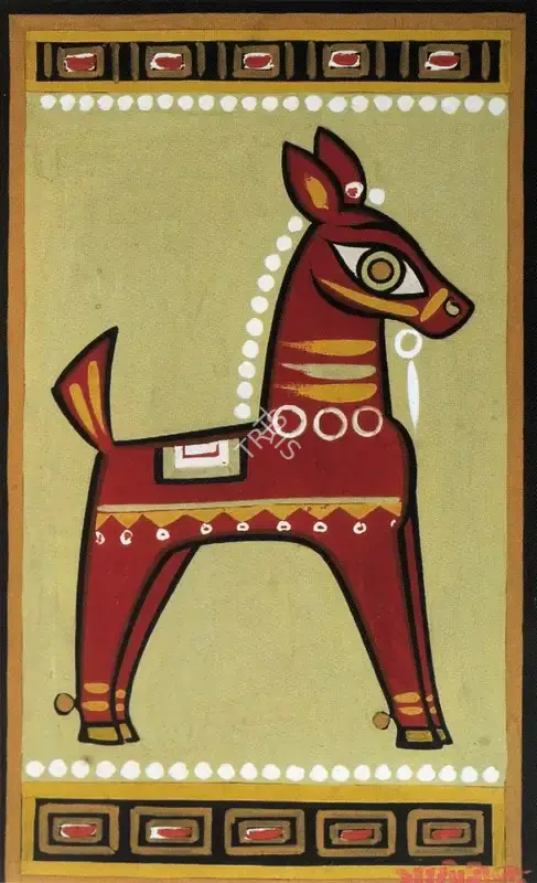 Roy, Jamini (Artist). Festival Horse. Opaque watercolour on board, n.d. | Painting | FineArts | 00898041