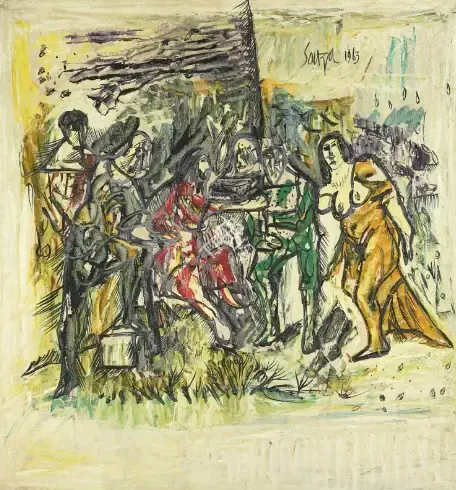 Souza, F.N. (Artist). Christ & The Adulteress, 1963 | Painting