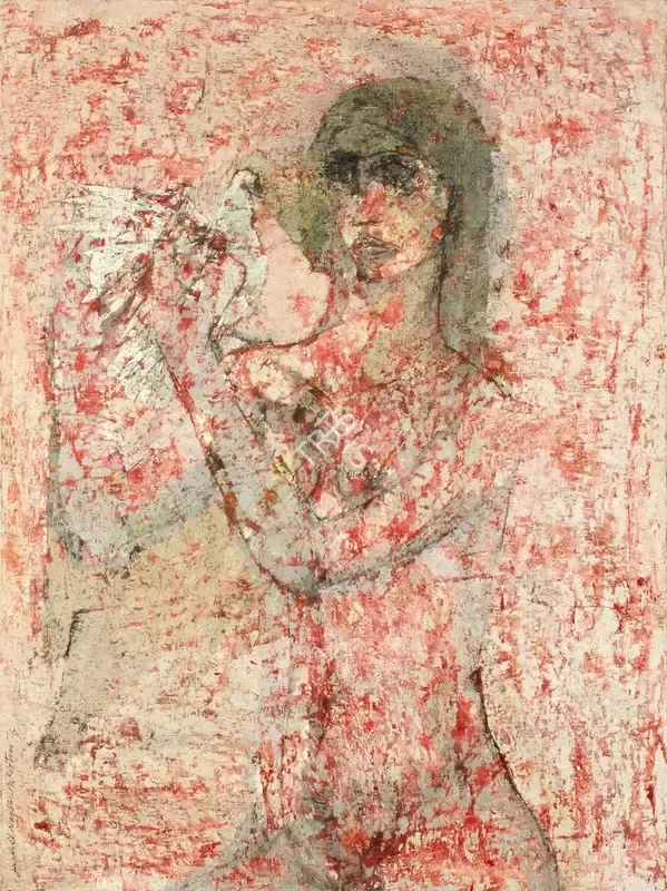 Naqsh, Jamil (Artist). Woman with Dove. Oil on canvas, 1973 | Painting | FineArts | 00331986