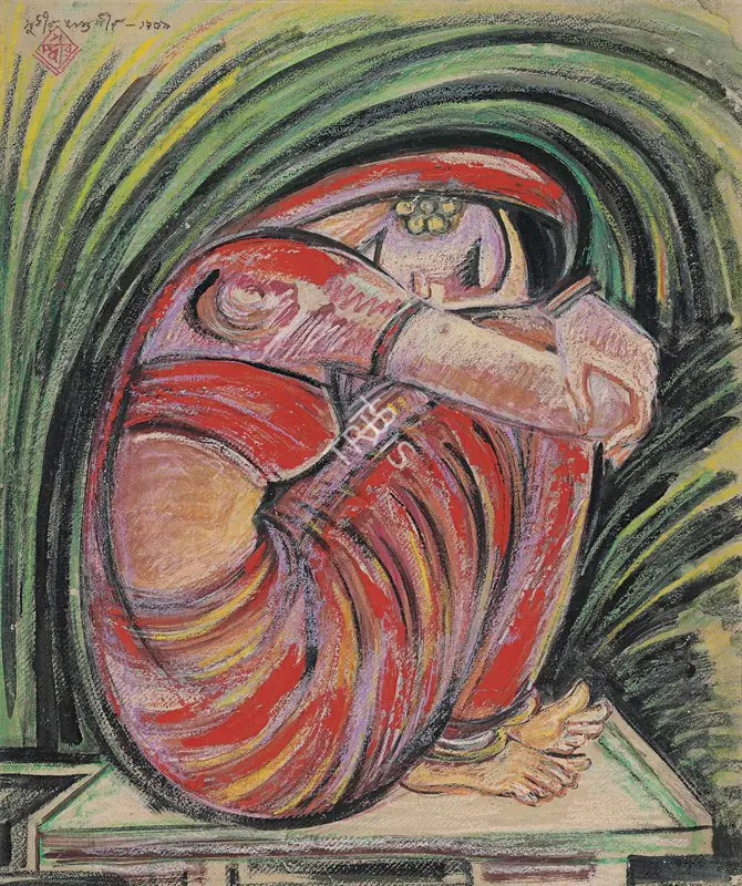 Khastgir, Sudhir (Artist). Untitled. Pastel and oil on card, 1959 | Drawing | FineArts | 00641633