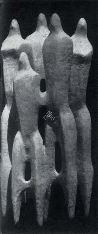 Dharmani, M. (Artist). The Family Group. Cement, 1960 | Marg, December 1962 | Sculpture | FineArts | 00674864