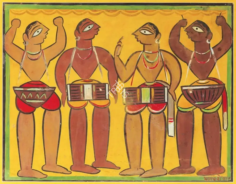 Roy, Jamini (Artist). Untitled (Santhal Drummers), n.d. | Painting