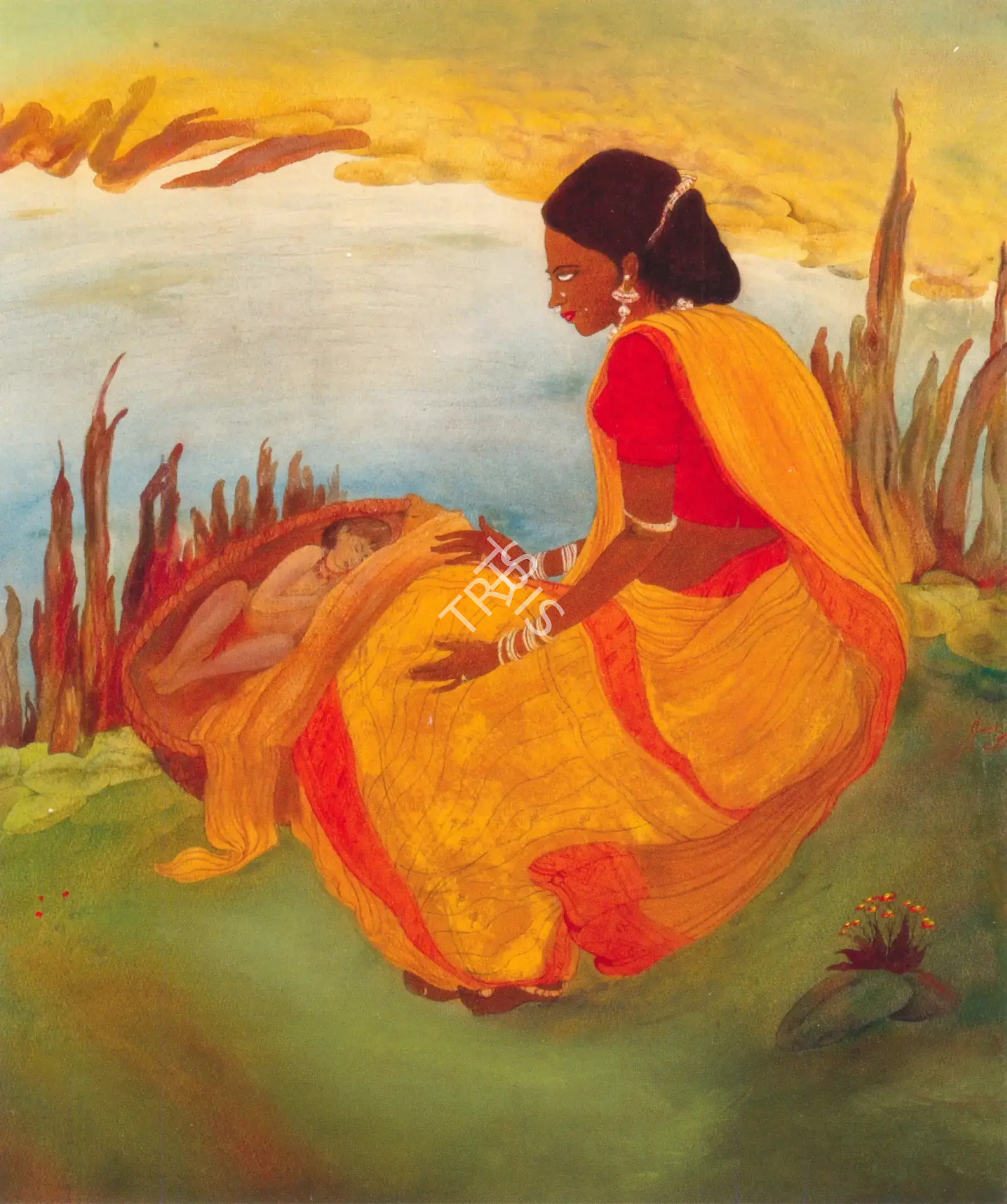 Chughtai, M.A.R. (Artist). Untitled (Kunti). Mixed media on paper, n.d. | Painting | FineArts | 00899366