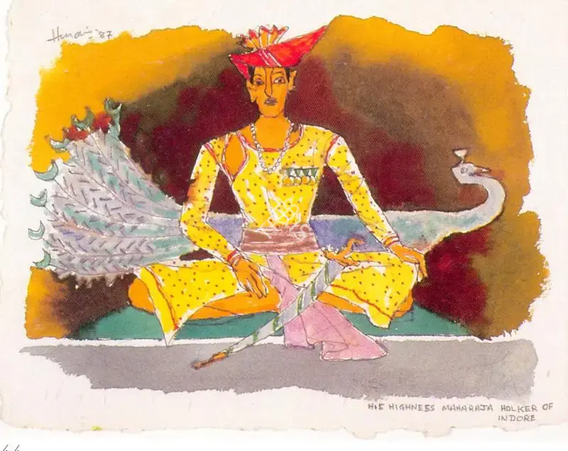 Husain, M.F. (Artist). His Highness Maharaja Holker Of Indore, 1987 | Painting