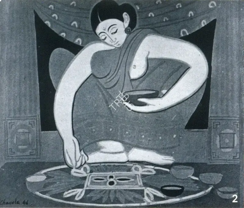 Chavda, Shiavax (Artist). Rangoli. Tempera, 1946 | Marg, December 2022 - March 2023 | Painting | FineArts | 00675430