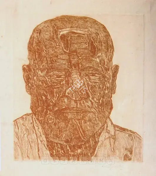 Vaikuntam, Thota (Artist). Old Man. Etching on paper, n.d. | Graphic Art | FineArts | 00898285