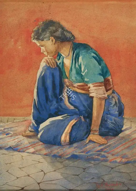 Haldankar, G.S. (Artist). Study of a Woman. Watercolour on paper, 1930 | Painting | FineArts | 00352654