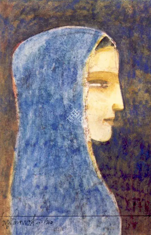 Pyne, Ganesh (Artist). Lady in Blue, n.d. | Painting