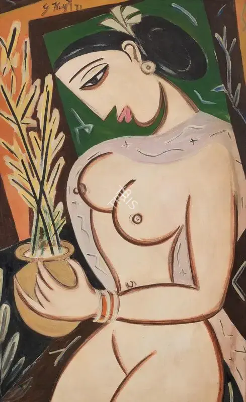 Keyt, George (Artist). Untitled (Woman with a Vase), 1971 | Painting