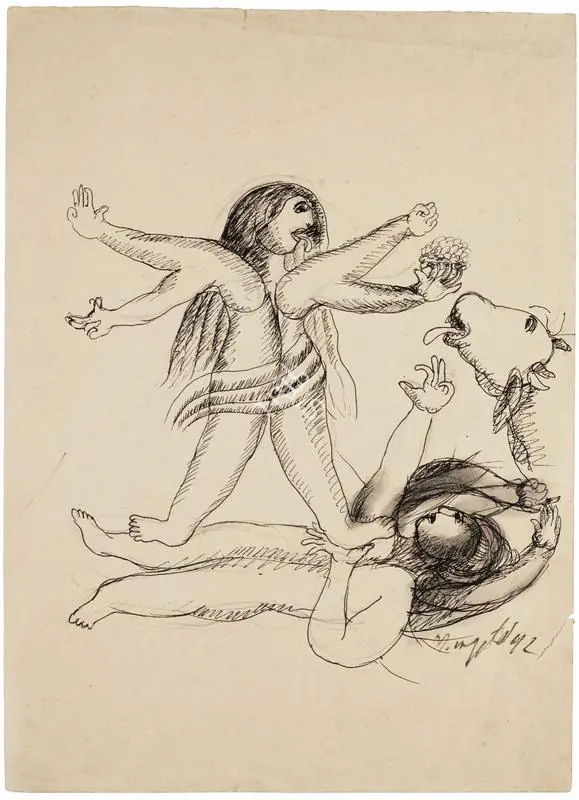 Bawa, Manjit (Artist). Untitled (Kali). Pencil, ink and wash on paper, 1992 | Drawing  | 00867153