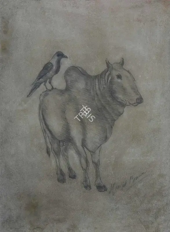 Bawa, Manjit (Artist). Untitled (Cow and Crow), n.d. | Painting