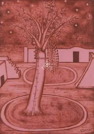 Rimzon, N.N. (Artist). Untitled (Temple). Pencil and gouache on coloured paper, n.d. | Drawing | FineArts | 00642307