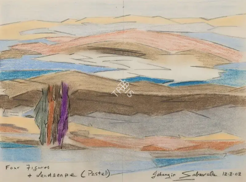 Sabavala, Jehangir (Artist). Four Figures + Landscape, 2002 | Painting