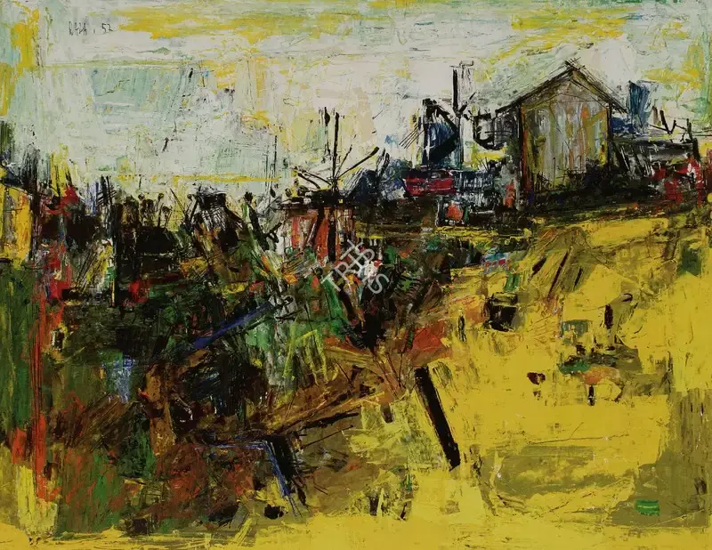 Raza, S.H. (Artist). Untitled (Landscape), 1957 | Painting