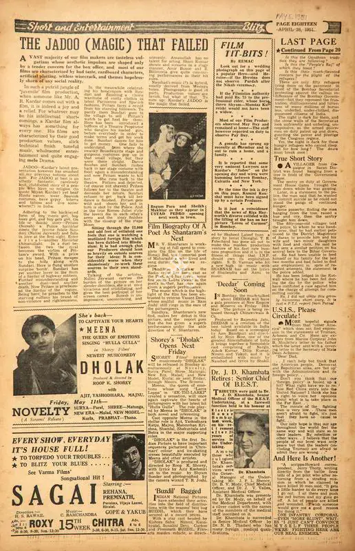 The Jadoo (Magic) That Failed. In Blitz. 05 May 1951 | Film Review