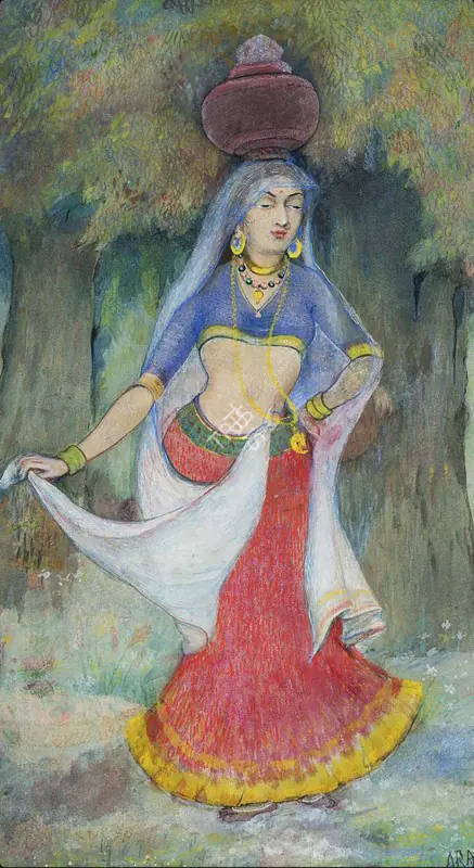 Ara, K.H. (Artist). Untitled (Village Belle). Watercolour on paper, circa 1940 | Painting | EconomicsArt | 00872219