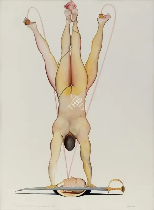 Nair, Surendran (Artist). Necrophilus Harissi (The One Who Passionately Violates the Past). Watercolour on paper, 1999 | Painting | EconomicsArt | 00870157