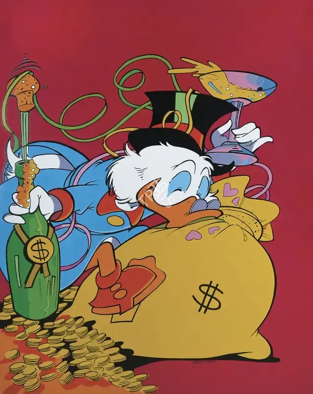 Lokhande, Suryakant (Artist). Scrooge's Wealthy Toast: A Duck's Delight, n.d. | Painting