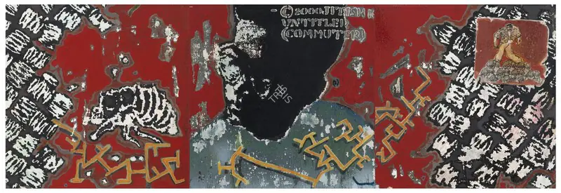 Kallat, Jitish (Artist). Untitled (Commuter). Mixed media on canvas, 2000 | Painting | EconomicsArt | 00872860