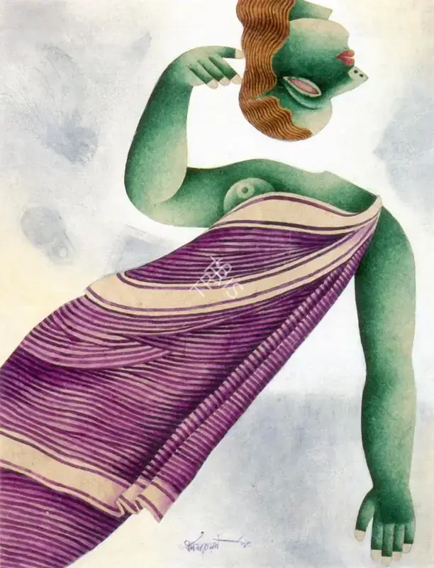 Dasgupta, Dharmanarayan (Artist). Split Head. Gouache on paper, n.d. | Painting | FineArts | 00374594