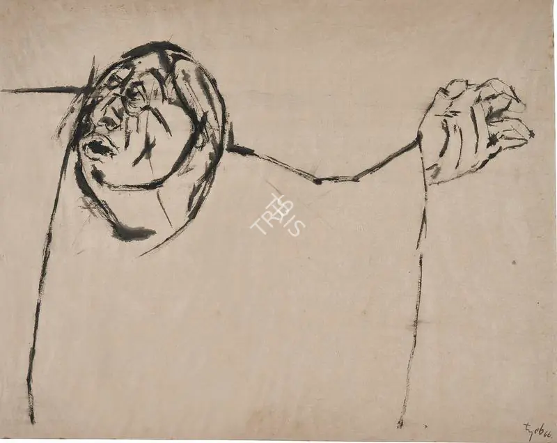Mehta, Tyeb (Artist). Untitled (Trojan Woman). Ink on paper, 1966 | Drawing | FineArts | 00340492