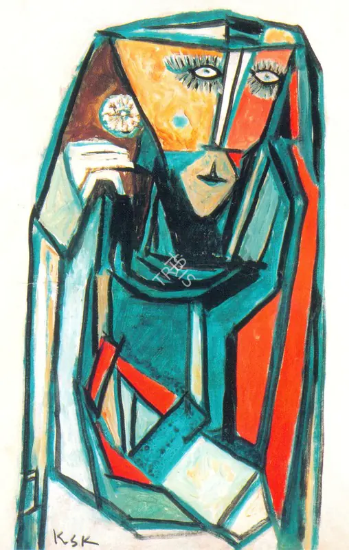 Kulkarni, K.S. (Artist). Bride. Acrylic on paper, 1982 | Painting | FineArts | 00374215