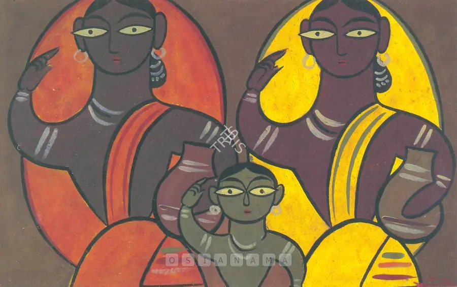 Roy, Jamini (Artist). Two Ladies And A Boy, n.d. | Painting