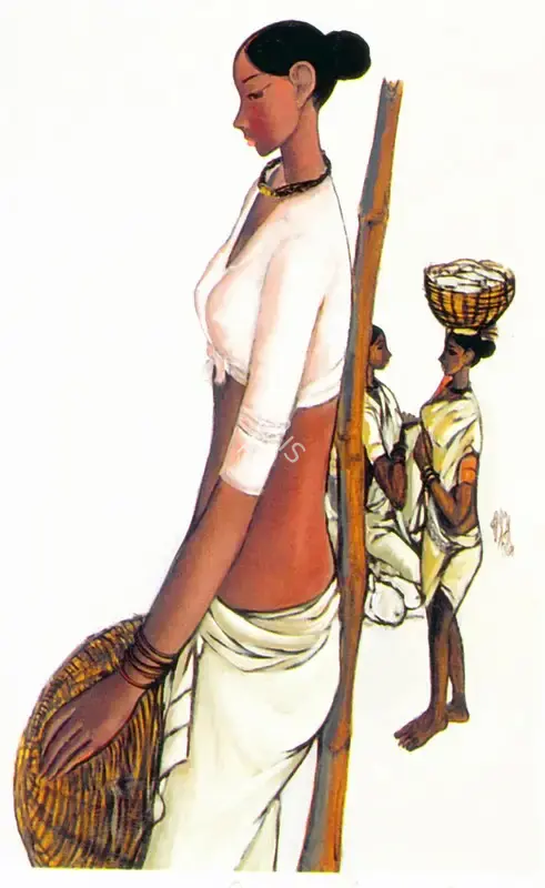 Prabha, B. (Artist). Women with Baskets, n.d. | Painting
