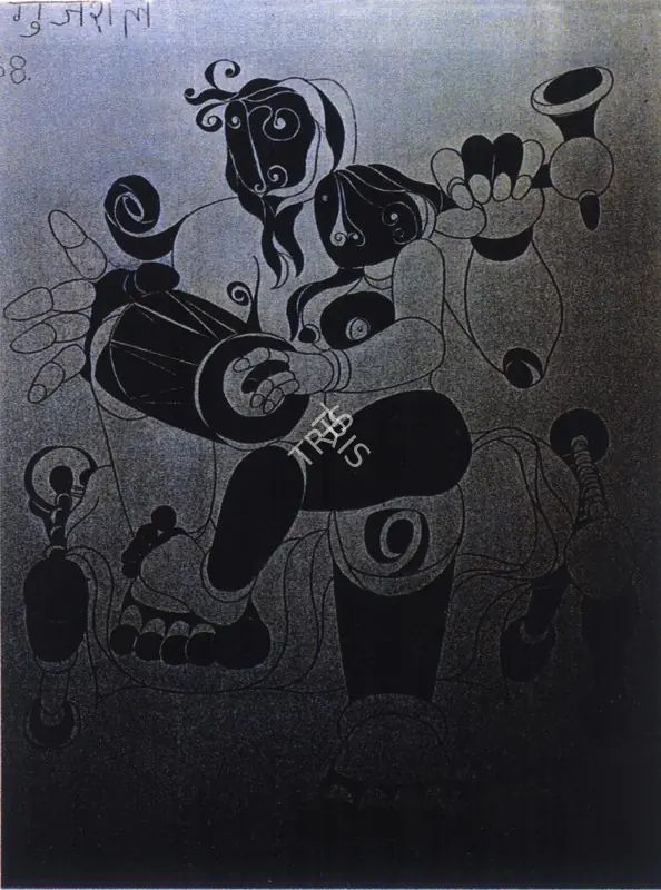 Gujral, Satish (Artist). Drummer, n.d. | Drawing