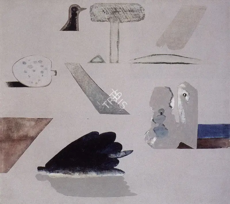 Barwe, Prabhakar (Artist). A Lamp and the Bird, n.d. | Painting