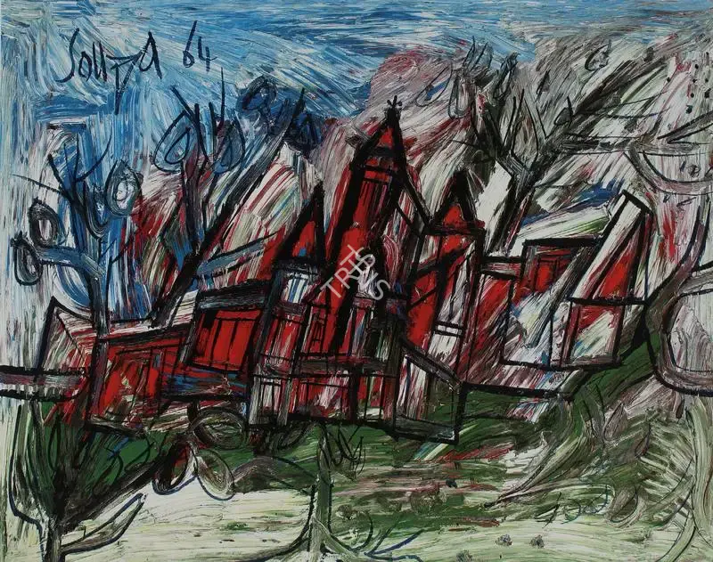 Souza, F.N. (Artist). Untitled (Landscape), 1964 | Painting