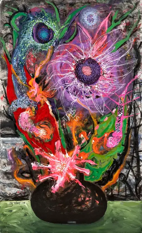 Parekh, Manu (Artist). Chanting with Flowers, 2018 | Painting