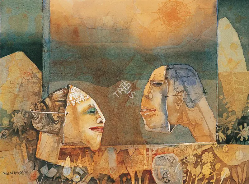 Ray, Shyamal Dutta (Artist). Two Faces, 1997 | Painting