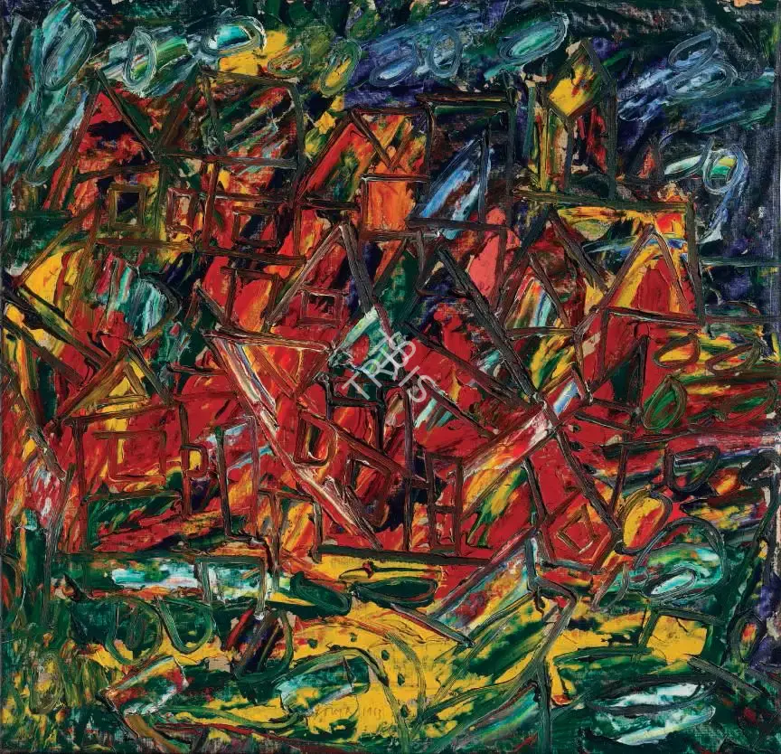 Souza, F.N. (Artist). Untitled (Townscape), 1963 | Painting