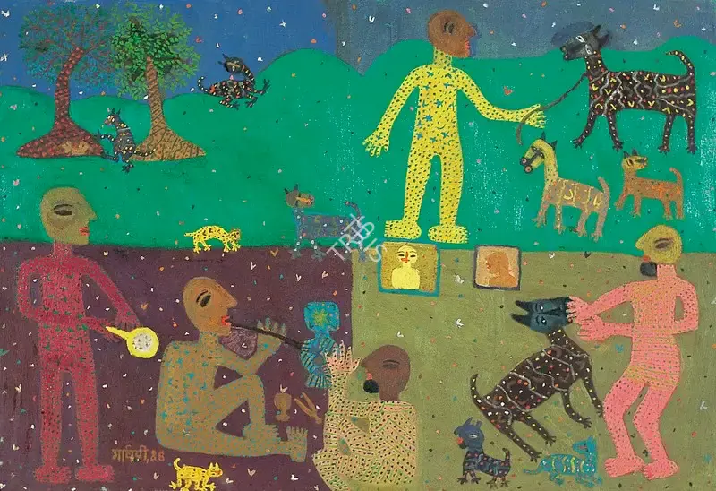 Parekh, Madhavi (Artist). Moonlight In My Village, 1988 | Painting