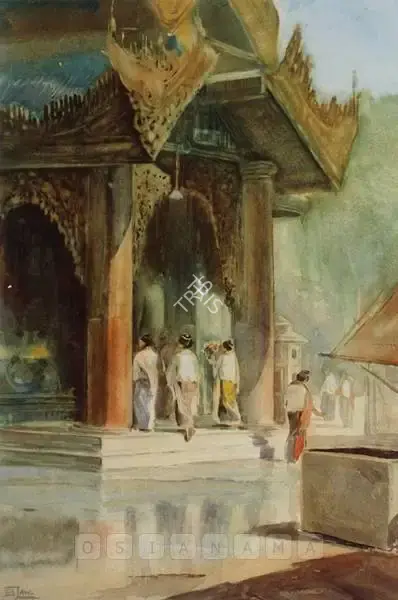 Law, Bhavani Charan (Artist). Temple Scene. Watercolour on paper, n.d. | Painting  | 00881156