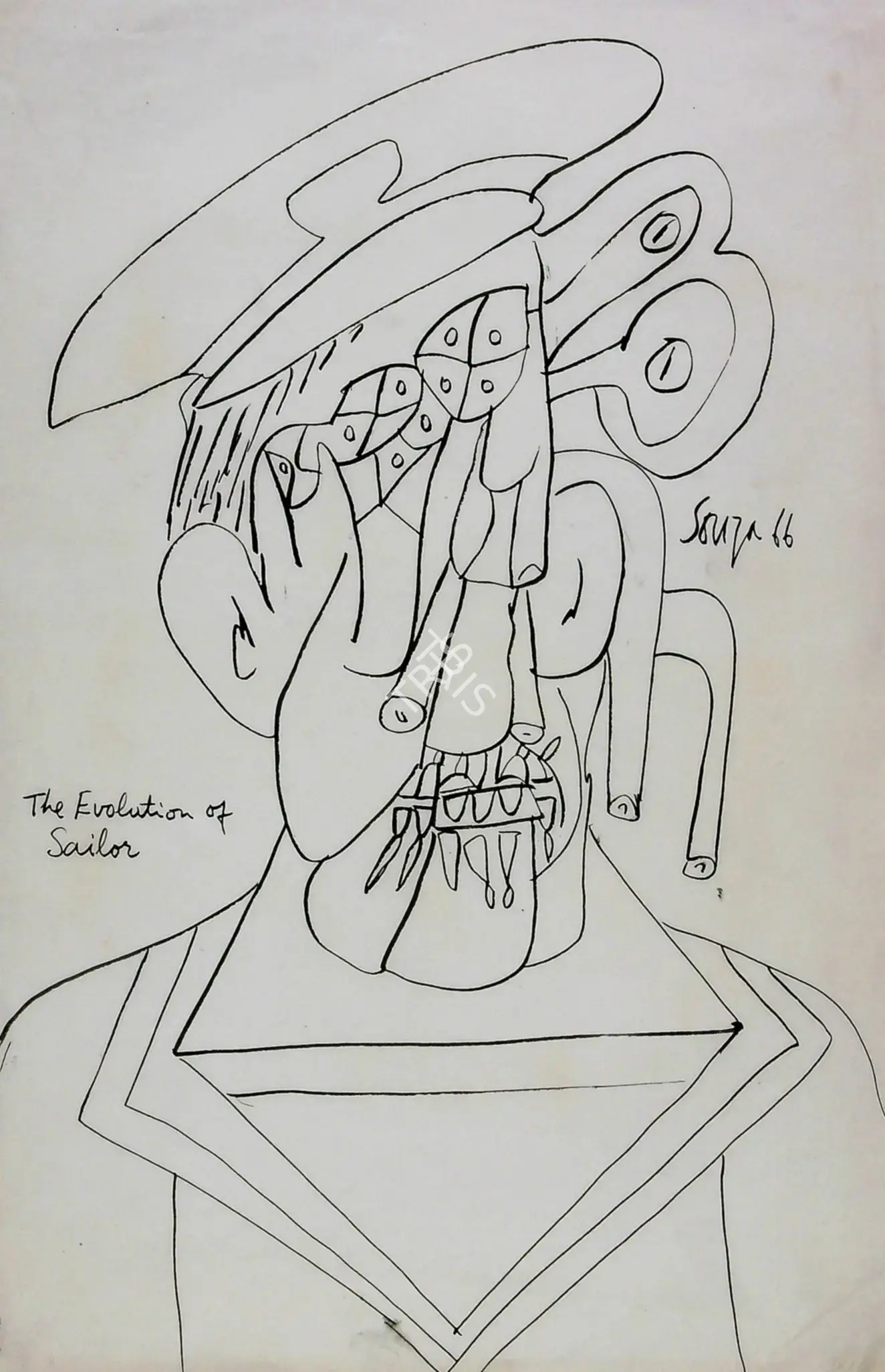 Souza, F.N. (Artist). The Evolution Of Sailor, 1966 | Drawing