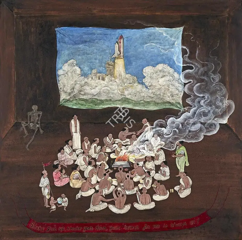 Harsha, N.S. (Artist). Charming Nation : Smoke Goes Up, Smoke Goes Down, 2005 | Painting