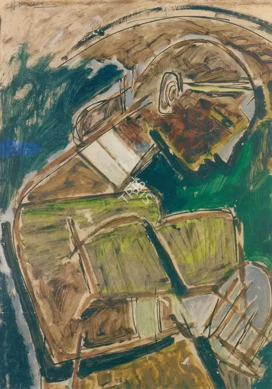 Husain, M.F. (Artist). The young lady with Drums, n.d. | Painting