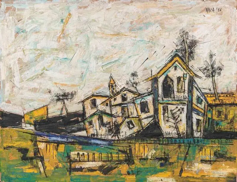 Raza, S.H. (Artist). Untitled. Acrylic on paper, 1956 | Painting | FineArts | 00416085