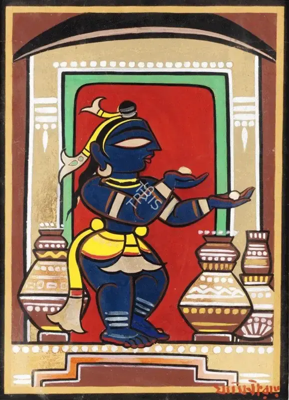 Roy, Jamini (Artist). Krishna Stealing Butter, n.d. | Painting